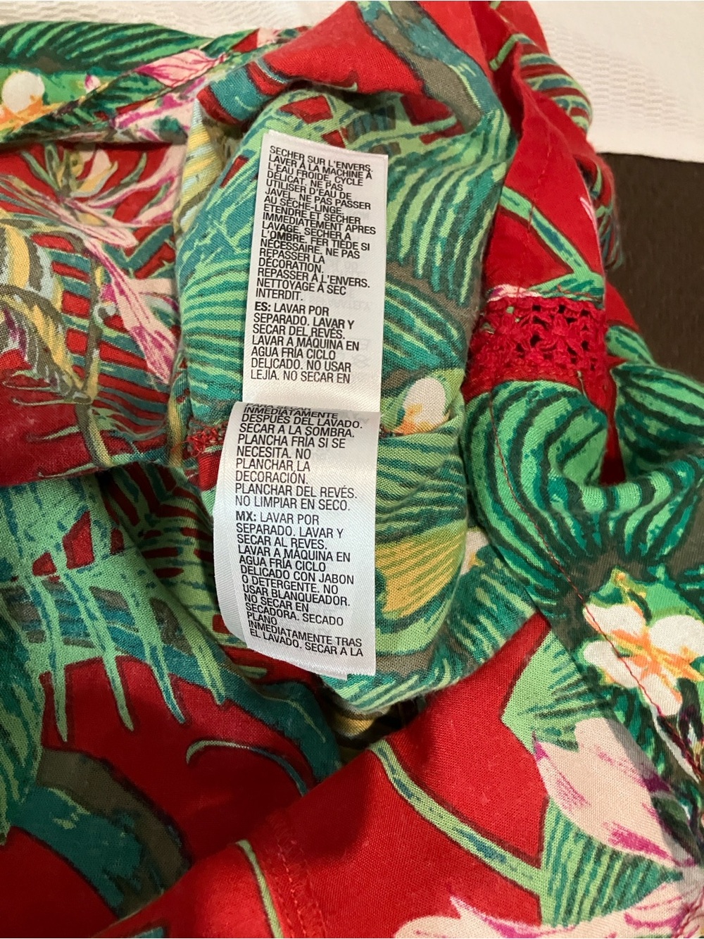 Roxy Red Tropical Print Dress with Green Accents - Picture 7 of 11